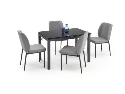 Jídelní set JASPER – stůl + 4 židle, černá / popelavá