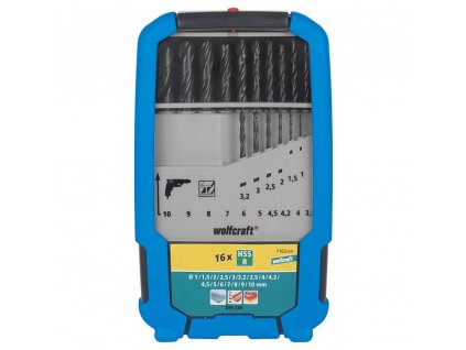 Wolfcraft Sada 16ks špirálové vrtáky do kovu valcovaný HSS o1-10 7103000