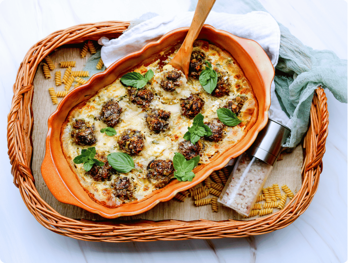 Zapečené masové kuličky s cuketou a ricottou