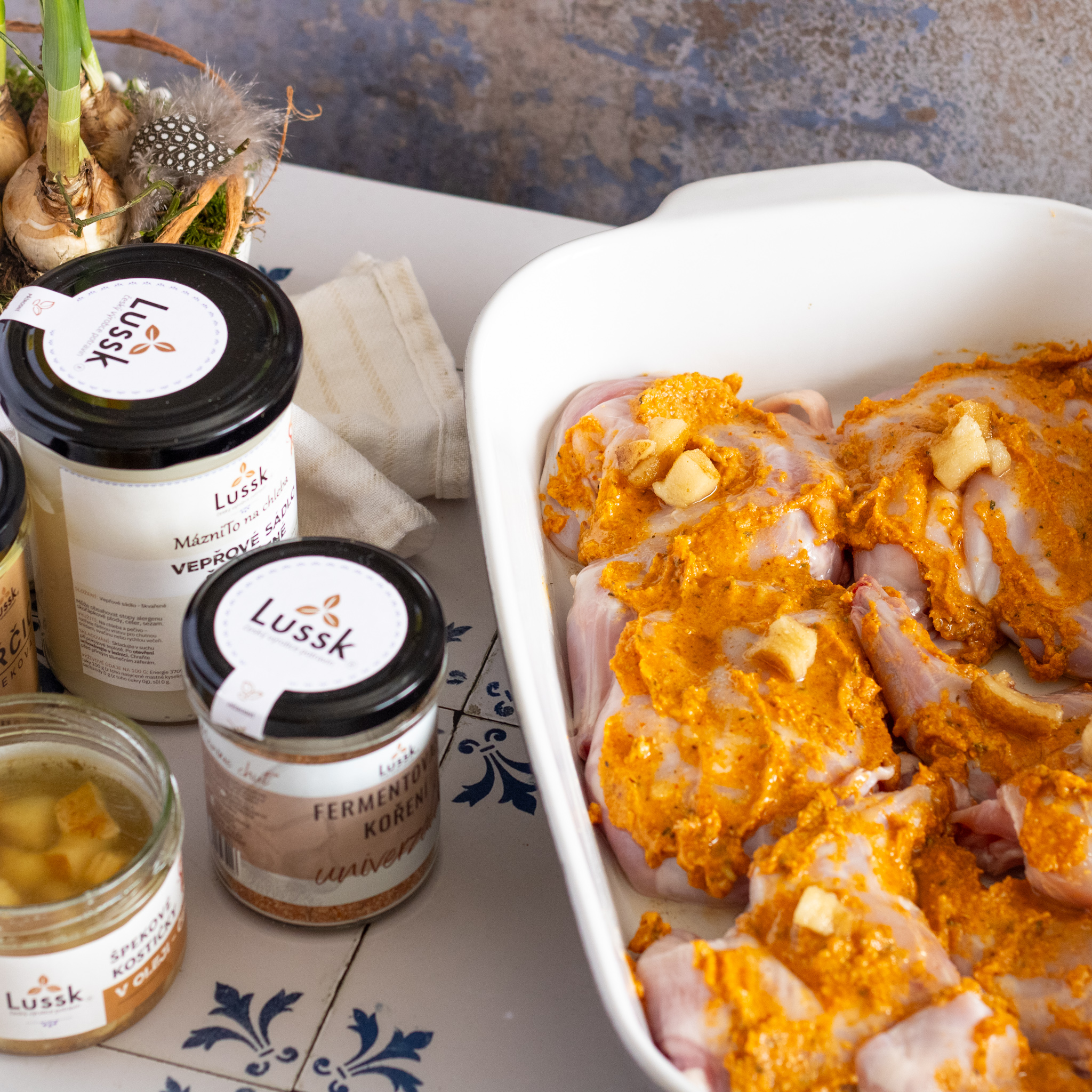 Příprava marinády a králíka