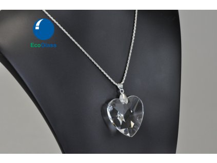 Glass heart 28 mm on metal chain
