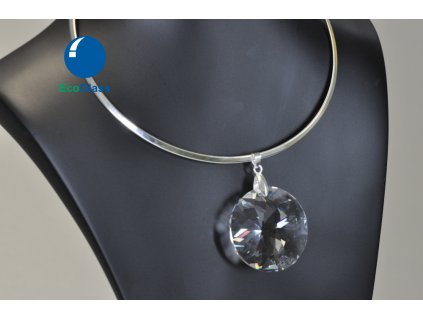 Glass round on necklace
