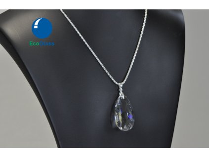 Glass pear 38 mm on metal chain
