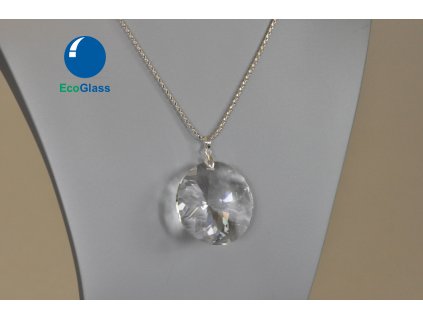 Glass round 40 mm on metal chain