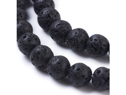Korálky láva černá 6 mm, 15 ks