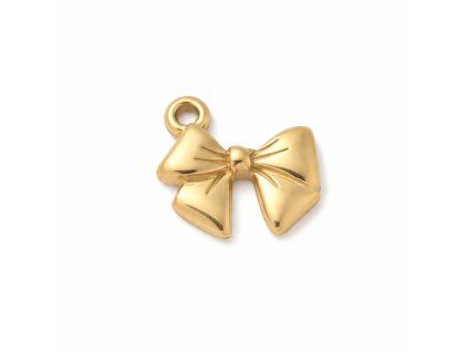 Golden bow charm on white background (1)