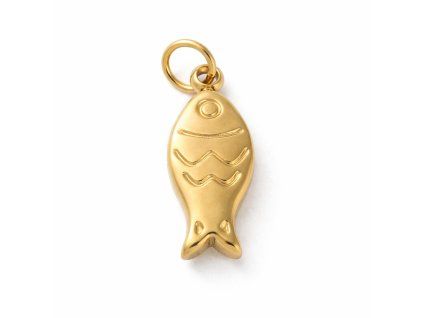 Polished gold fish charm close up