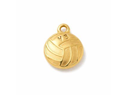 Gold volleyball charm on white background
