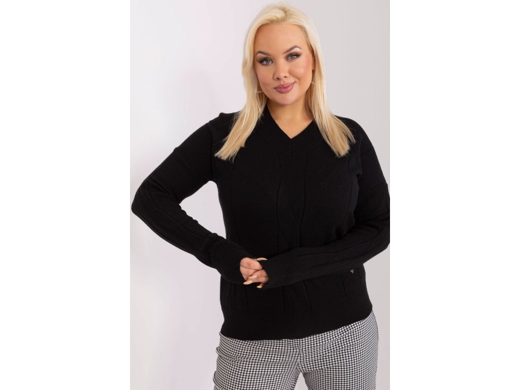 Svetr plus size model 190057 Factory Price (Barva Černá, Velikost XL/XXL)