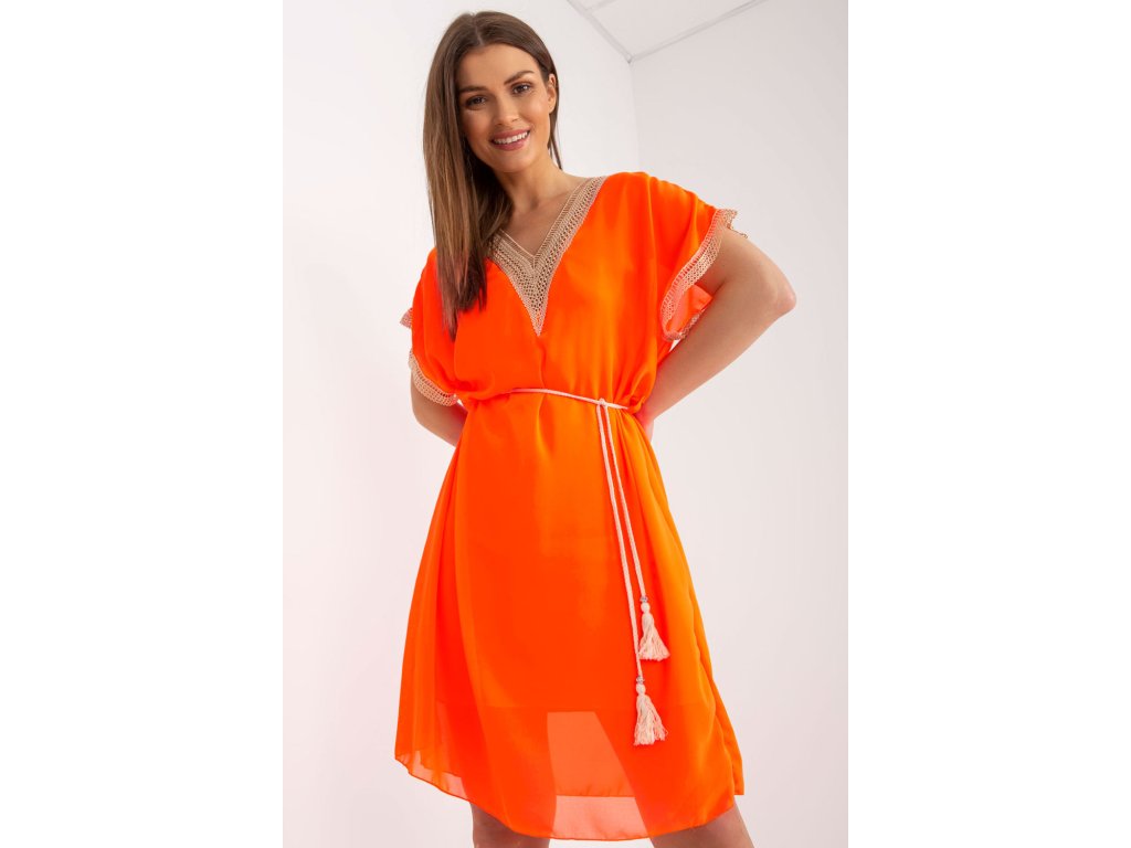 Denní šaty model 167576 Italy Moda (Barva Oranžová, Velikost universal)