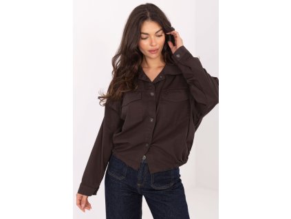 Košile s dlouhým rukávem  model 217881 Rue Paris (Barva hnědá, Velikost universal)