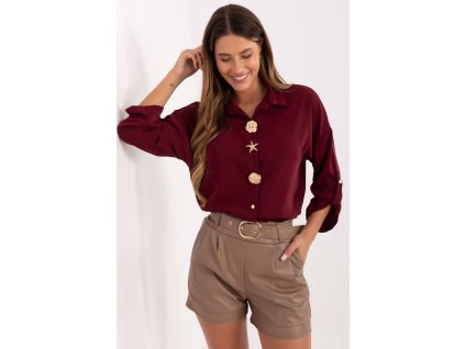 Košile s dlouhým rukávem  model 219049 Rue Paris (Barva Červená, Velikost universal)