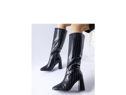 Kozačky na podpatku  model 204730 Solea (Barva Černá, Velikost 40)