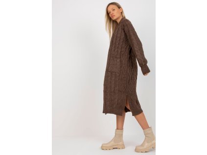 Svetr na zapínání  model 170835 Rue Paris (Barva hnědá, Velikost universal)