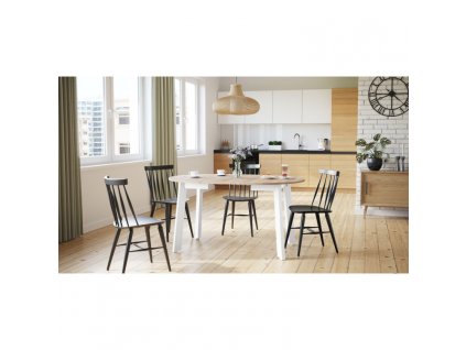 okruhly stol rozkladaci fabio dub sonoma biely mat