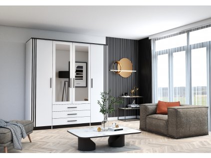 WARDROBE SANTI 4D ALL WHITE M08869 + MIRROR