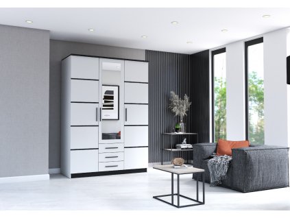 WARDROBE SANTI 3D ALL WHITE M08867 + MIRROR