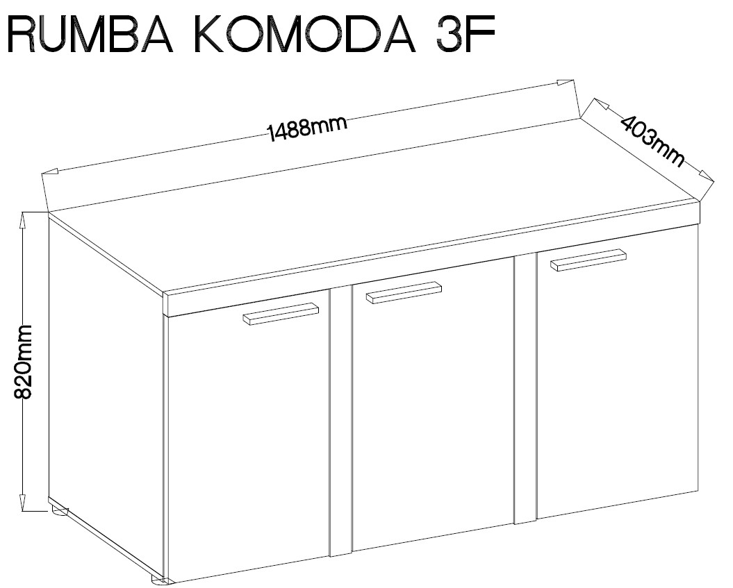 Komoda RUMBA 3F Farba: Béžová