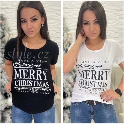 Tričko Merry Christmas (Barva Bílá, Velikost UNI)
