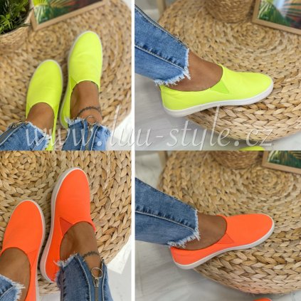 Slip-on Peace (Barva Neon oranžová, Velikost 36)