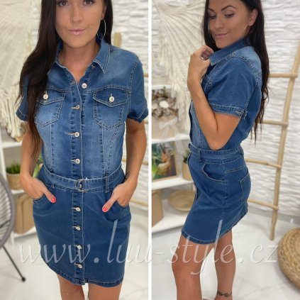 Jeans šaty Jade (Barva Modrá, Velikost S)
