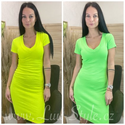 Šaty KESSY (Barva Neon zelená, Velikost UNI)