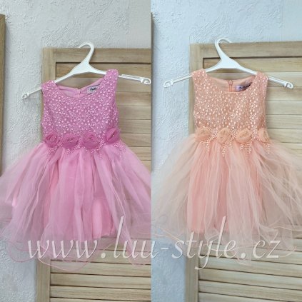 Dětské šaty ROUZIE 6-36 měsíců (Barva Lososová, Velikost 6)