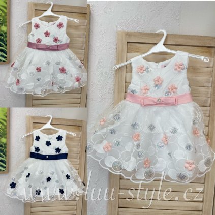 Dětské šaty Silvie 6-36 měsíců (Barva Modrá, Velikost 6)