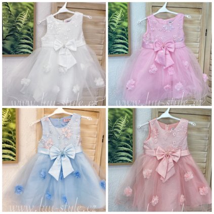 Dětské šaty POU 4-14  Let (Barva Bílá, Velikost 4)