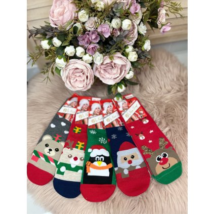Vánoční ponožky XMAS (Velikost 39-41, Barva Modrá)