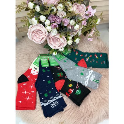 Vánoční ponožky CHRISTMASS (Barva Černá, Velikost 35-38)