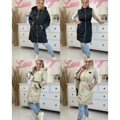 Bunda, vesta 2V1 (Barva Béžová, Velikost M/L)