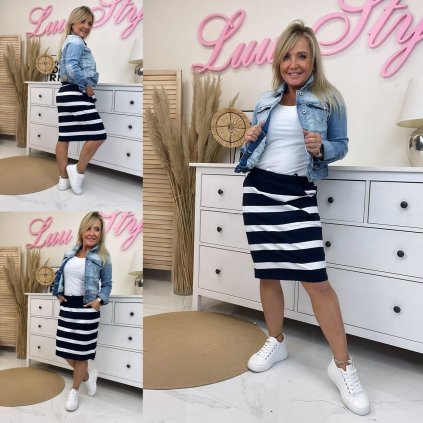 Sukně Alivena (Barva Bílá/Tm.modrá, Velikost M)