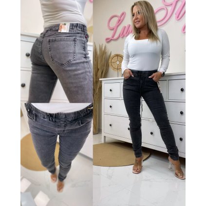 Jeans Dobromila (Barva tm.šedá, Velikost S)