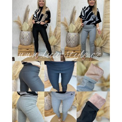 Zateplené Push up legíny Simona (Barva Černá, Velikost S/M)
