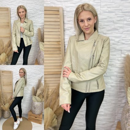 Kožená bunda Johana (Barva Béžová, Velikost Xl)