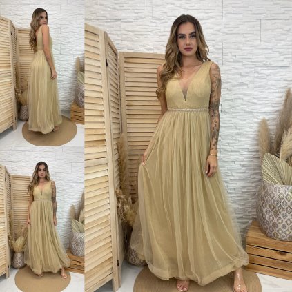 Plesové šaty Dalton (Barva Zlatá, Velikost L)