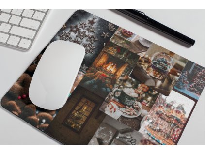 mousepad mockup over a desk next to a pen 27549