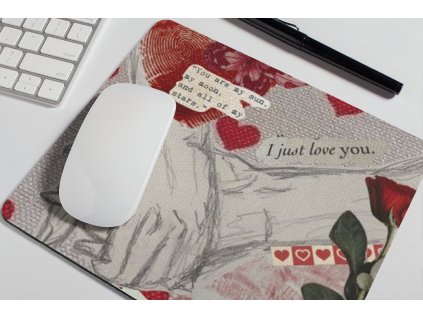 mousepad mockup over a desk next to a pen 27549