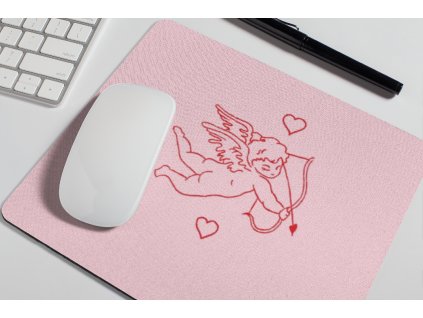 mousepad mockup over a desk next to a pen 27549