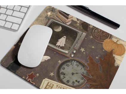 mousepad mockup over a desk next to a pen 27549