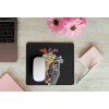 mousepad mockup over a wooden surface by some flowers and a laptop 27560