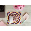 mousepad mockup over a wooden surface by some flowers and a laptop 27560