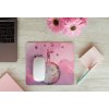 mousepad mockup over a wooden surface by some flowers and a laptop 27560