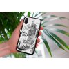 mockup of a woman holding a clear phone case in front of a houseplant 4636 el1