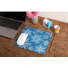 mockup of a mousepad lying on a rustic table next to a flower vase 27554 (2)