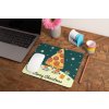 mockup of a mousepad lying on a rustic table next to a flower vase 27554 (1)