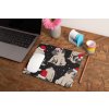 mockup of a mousepad lying on a rustic table next to a flower vase 27554 (3)