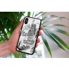 mockup of a woman holding a clear phone case in front of a houseplant 4636 el1