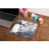 mockup of a mousepad lying on a rustic table next to a flower vase 27554 (12)
